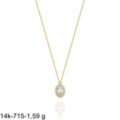 Minik Oval Taşlı Günlük Çok Zarif 14 Ayar Altın Kolye thumbnail 2