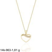 Işıltılı Minik Kalp Çok Şık Hediyelik Günlük 14 Ayar Altın Kolye thumbnail 2