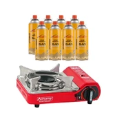 Orcamp Mini Portatif Kamp Ocağı Kırmızı + 8 Evolite 227 gr Gaz Kartuşu EVO-004-A7 - 1