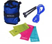 Delta 150x15cm 3lü Pilates Bandı 2Kg x2 Ayak Ağırlığı Atlama İpi - 1