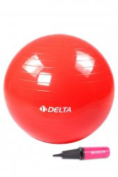 Delta 55 cm Kırmızı Deluxe Pilates Topu Ve Çift Yönlü Pompa Seti - 1