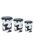 Desenli Pedallı Karışık Desen 3'lü Çöp Kovası Takımı Royaleks-M10144 - 1