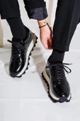 Shoetyle - Siyah Hakiki Açma Deri Bağcıklı Erkek Sneaker 115-K556 thumbnail 1