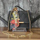 Fular Detaylı Gold Zincirli Askılı Mini Omuz Çantası - 1