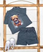 9-12-18-24 Ay Dansçı Ayıcık Baskılı Şortlu Kısa Kollu Tişört 2li Erkek Bebek Takımı - 1