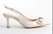 Feles Fiyonk Sarı Toka Detaylı Arkası Açık Stiletto Kadın Topuklu Ayakkabı - 6
