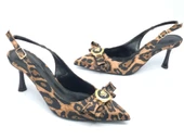 Feles Fiyonk Sarı Toka Detaylı Arkası Açık Stiletto Kadın Topuklu Ayakkabı thumbnail 4