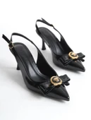 Feles Fiyonk Sarı Toka Detaylı Arkası Açık Stiletto Kadın Topuklu Ayakkabı thumbnail 12