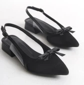 Feles Fiyonk Dantel Detaylı Arkası Açık Kadın Babet Ayakkabı thumbnail 3