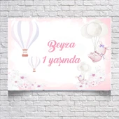 Pembe Balon Temalı Doğum Günü Afişi 35X50 cm - 1