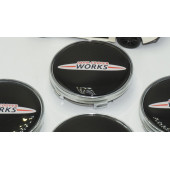 Mini John Cooper Works Logo Gümüş Siyah Jant Göbeği Kapak Seti - 3