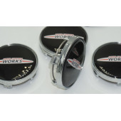 Mini John Cooper Works Logo Gümüş Siyah Jant Göbeği Kapak Seti - 4