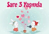 Çiçek Sulayan Tavşanlar Doğum Günü Afişi 35X50 cm - 1