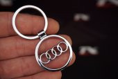Audi Halka Logo Krom Metal Çift Yön Anahtarlık - 2
