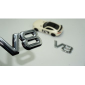 DK V8 Çamurluk Yanı 3M 3D Krom Metal 3M 3D Logo Amblem Seti - 1