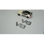 DK V8 Çamurluk Yanı 3M 3D Krom Metal 3M 3D Logo Amblem Seti - 2