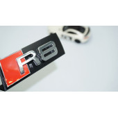 DK Tuning R8 Gümüş Kırmızı 3D Ön Panjur Logo Audi İle Uyumlu - 1