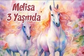 Büyük Unicornlar Temalı Doğum Günü Afişi -2 35X50 cm - 1