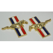 Mustang Koşan At Çamurluk Yanı 3M 3D Gold Metal Logo Amblem Seti - 3