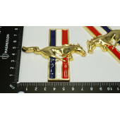 Mustang Koşan At Çamurluk Yanı 3M 3D Gold Metal Logo Amblem Seti - 4