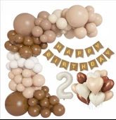 KRAFT GOLD BANNER 2 YAŞ FOLYO KALPLİ 30 BALON KONSEPT DOĞUM GÜNÜ SETİ thumbnail 1