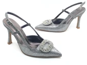 Feles Taş Toka Detaylı Arkası Açık Stiletto Kadın Topuklu Ayakkabı thumbnail 11