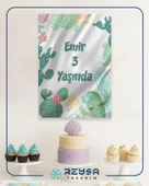 Mutlu Kaktüsler Temalı Doğum Günü Afişi 35X50 cm thumbnail 4