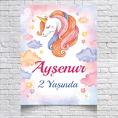Unicorn Temalı Doğum Günü Afişi 50X70 cm - 1