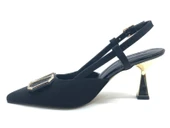 Feles V Toka Detaylı Arkası Açık Stiletto Kadın Topuklu Ayakkabı - 7