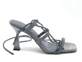 Feles Bilekten Bağlamalı Taş Detaylı Topuklu Kadın Abiye Ayakkabı thumbnail 7