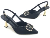 Feles V Toka Detaylı Arkası Açık Stiletto Kadın Topuklu Ayakkabı - 4