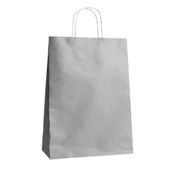 Büküm Saplı Kraft Kağıt Karton Hediyelik Çanta Poşet Torba - Gri - 31x41 Cm. - 50 Adet thumbnail 3