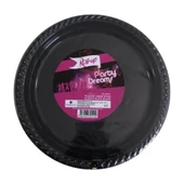 Ofis Catering Piknik Davet Doğum Günü Omeyva Sofra Seti - 25 Kişilik Siyah Tabak Bardak Takımı - 6