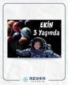 Astronot ve Gezegenler Temalı Doğum Günü Afişi 50X70 cm thumbnail 1