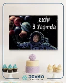 Astronot ve Gezegenler Temalı Doğum Günü Afişi 50X70 cm thumbnail 4