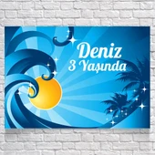 Deniz ve Dalga Temalı Doğum Günü Afişi 70X100 cm - 1
