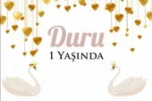 Kuğu Temalı Doğum Günü Afişi 70X100 cm - 1