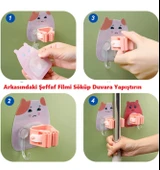 4 Adet Karikatür Figürlü Yapışkanlı Süpürge Mop Fırça Sap Tutucu Delmesiz Mutfak Banyo Askı - 4