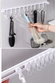 Yapışkan Veya Vida Sabitlemeli Hareketli 10 Kancalı Askı Mutfak Banyo Elbise Askısı - 1