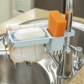 Musluğa Takılan Sünger Havlu Askısı Sabun Hazneli Mutfak Banyo Lavabo Düzenleyici Organizer thumbnail 3