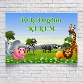 Safari Temalı Doğum Günü Afişi 100X150 cm - 1