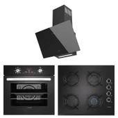 Lanova Black 3207B01 - G16400-201 - 3220B6 Siyah Cam Ankastre Set - 1
