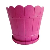 LİDER BÜYÜK YUVARLAK SAKSI VE ALTLIĞI (PEMBE) - 1