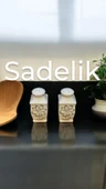 Porselen tuzluk - 2 li desenli tuzluk - 4