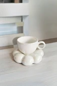 Mithra Life 95 ML Papatya Şekilli Seramik Beyaz Türk Kahvesi Fincan Takımı MIT1156 - 5