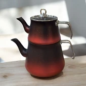 Cheflon granit çaydanlık takımı seti 1+2,75 lt. büyük boy silver kulp - 1