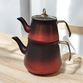 Cheflon granit çaydanlık takımı seti 1+2,75 lt. büyük boy bakır kulp - 3