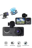 Araç İçi Wi-fi Kamera HD 3 Kameralı 7/24 Kayıt G-sensör Mobil Uygulama İle Canlı Takip Black Box - 1