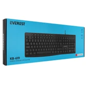 EVEREST KB-619, USB Kablolu, Türkçe Q, Standart Klavye Siyah - 5
