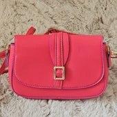 Fuşya Pembe Mini Tokalı Omuz Çantası - 1
